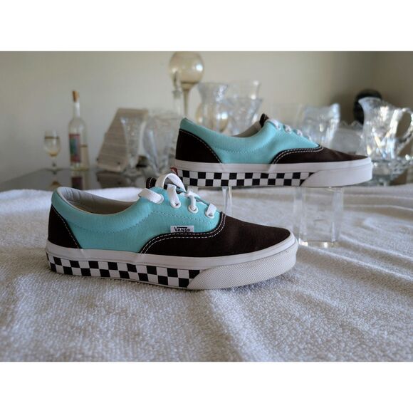 Vans Era BMX Checkerboard Brown & Aqua Canvas Sneakers - Unisex - Picture 6 of 9